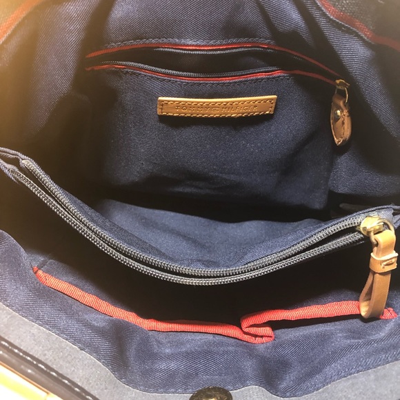 Tommy Hilfiger Rugby stripe Purse Bag Tote read - Picture 7 of 16